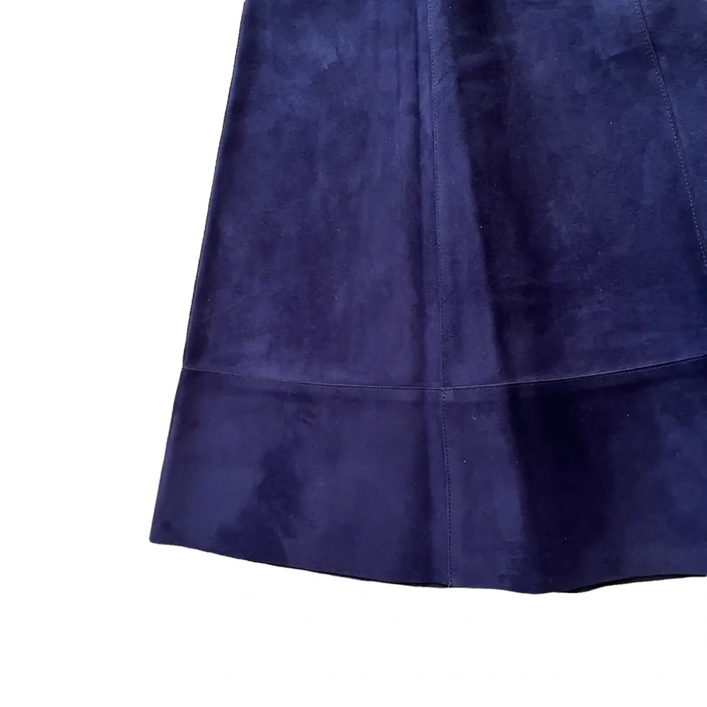 Michael Kors Indigo Blue Italian Lamb Suede Skirt 4 NEW